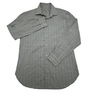 Michael Kors Slim Fit Gray Plaid Button-Down Dress Shirt‎ Long Sleeve